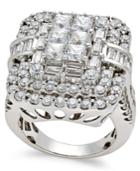 Diamond Square Cluster Ring (4 Ct. T.w.) In 14k White Gold