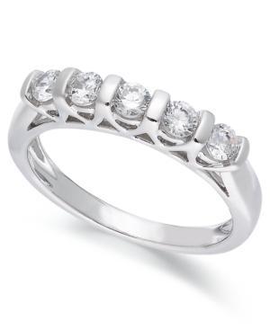 Diamond Ring, 14k White Gold Certified Diamond 5-stone Band (1/2 Ct. T.w.)