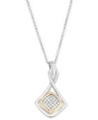 Diamond Rhombus Pendant Necklace (1/10 Ct. T.w.) In 14k Gold And Sterling Silver