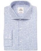 Ben Sherman Men's Slim-fit Blue End On End Jacquard Stripe Dress Shirt