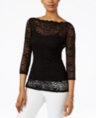 Guess Three-quarter-sleeve Lace Top