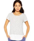 Maison Jules Short-sleeve Scoop-neck Paneled Tee
