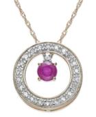 10k Rose Gold Necklace, Ruby (1/4 Ct. T.w.) And Diamond (1/10 Ct. T.w.) Circle Pendant