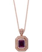 Bordeaux By Effy Rhodolite Garnet (1-5/8 Ct. T.w.) And Diamond (1/4 Ct. T.w.) Double Frame Pendant Necklace In 14k Rose Gold