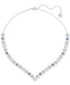 Swarovski Silver-tone Halo Crystal V Collar Necklace