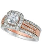 Diamond Halo Bridal Set (1-5/8 Ct. T.w.) In 14k White And Rose Gold
