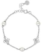 Majorica Sterling Silver Pave & Imitation Pearl Bracelet