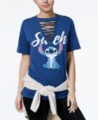 Freeze 24-7 Juniors' Stitch-graphic Lace-up T-shirt