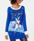 Hooked Up By Iot Juniors' Sequined Tunic Sweater