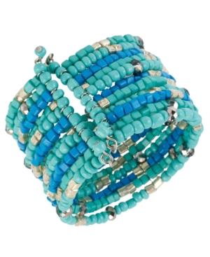 Haskell Bracelet, Silver-tone Blue And Teal Bead Cuff Bracelet