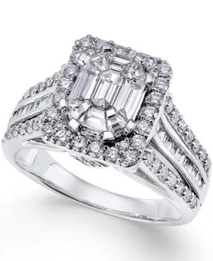 Diamond Bridal Ring With Halo (1-1/2 Ct. T.w.) In 14k White Gold
