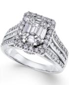 Diamond Bridal Ring With Halo (1-1/2 Ct. T.w.) In 14k White Gold