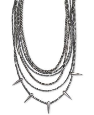 King Baby Hematite Multi-strand Spike 18 Statement Necklace In Sterling Silver