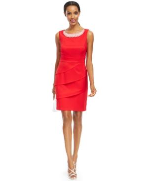 Connected Embellished Tiered Sheath Dress