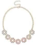 Inc International Concepts Gold-tone Stone & Crystal Flower Statement Necklace 17 + 3 Extender, Created For Macy's