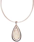 Anne Klein Rose Gold Tone Multi-stone Teardrop Pendant Necklace