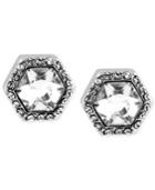Vince Camuto Silver-tone Crystal Hexagon Stud Earrings