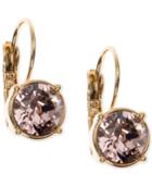 Nine West Gold-tone Purple Crystal Drop Earrings