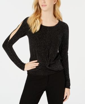 Bcx Juniors' Split-sleeve Knot-hem Top