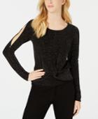 Bcx Juniors' Split-sleeve Knot-hem Top