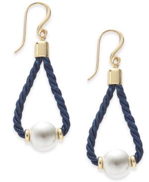 Charter Club Gold-tone Imitation Pearl Corded Drop Earrings, Created For Macy's