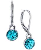 2028 Silver-tone Round Crystal Drop Earrings