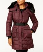 French Connection Faux-fur-trim Belted Coat, Created For Macy's
