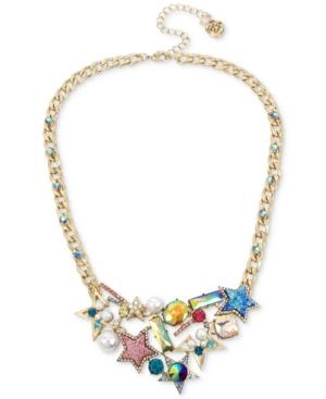 Betsey Johnson Gold-tone Multi-stone & Imitation Pearl Star Statement Necklace