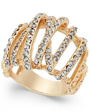 Inc International Concepts Gold-tone Braided Crystal Statement Ring, Only At Macy's