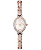 Bulova Women's Crystal Accent Rose Gold-tone Stainless Steel Bracelet Watch 17mm 98l200