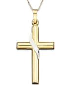 14k Two-tone Gold Cross With Sash Pendant