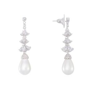 Nina Crystal Pearl Linear Drop Earring