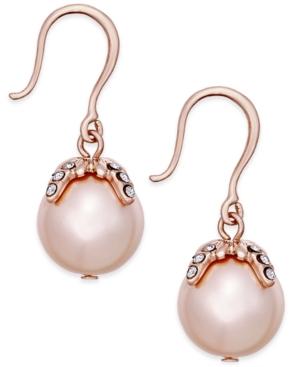 Charter Club Imitation Pearl And Crystal Drop Earrings