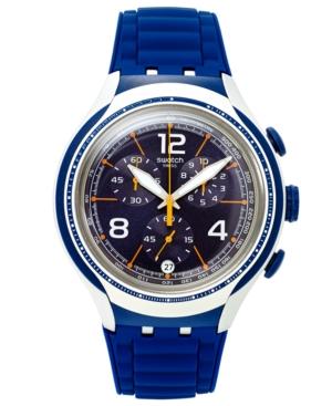 Swatch Unisex Swiss Chronograph Blue Face Blue Silicone Strap Watch 43mm Yys4015