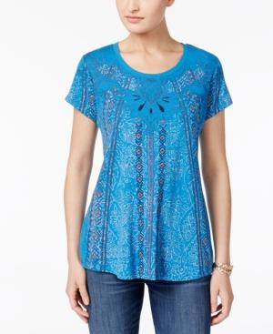 Style & Co Graphic Embroidered Top, Only At Macy's