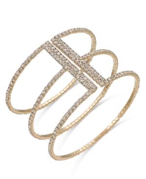 I.n.c. Gold-tone Crystal Triple Row Flex Bracelet, Created For Macy's