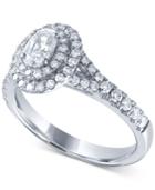 Diamond Oval Double Halo Engagement Ring (1 Ct. T.w.) In 14k White Gold