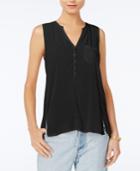 Lucky Brand Button-neck Back-panel Top