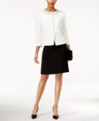 Tahari Asl Colorblocked Embellished Skirt Suit