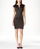 Connected Chevron-pattern Panel Sheath Dress