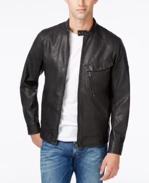Gstar Men's Faux Leather Bomber Jacket
