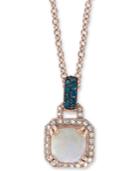Effy Opal (1-1/2 Ct. T.w.) & Diamond (1/5 Ct. T.w.) 18 Pendant Necklace In 14k Rose Gold