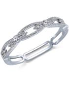 Charter Club Silver-tone Pave Crystal Link Hinge Bracelet, Created For Macy's
