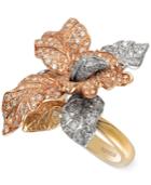 Effy Diamond Tri-tone Flower Ring In 14k Gold (2-5/8 Ct. T.w.)