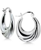 Giani Bernini Swirl Pattern Puff Hoop Earrings In Sterling Silver, Only At Macy's