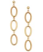 Oval Textured Ring Triple Drop Earrings In 14k Gold