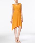 Ny Collection Lattice-neck Handkerchief-hem Dress