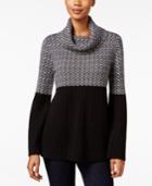 Style & Co Petite Colorblocked Cowl-neck Sweater, Only At Macy's