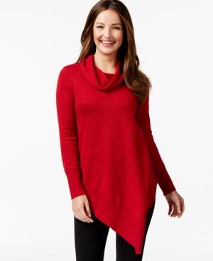 Alfani Petite Asymmetrical-hem Cowl-neck Sweater