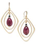 Inc International Concepts Gold-tone Burgundy Bead Orbital Drop Earrings, Only At Macy's